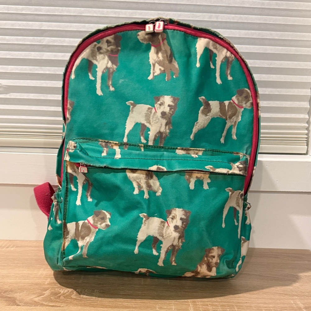 Boden Green Backpack with Dog Print